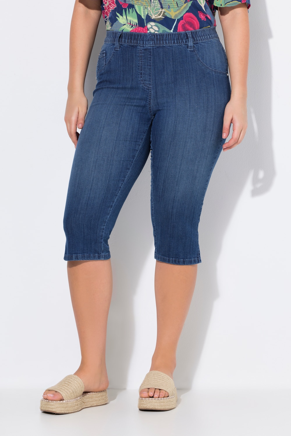Große Größen Jeans-Capri Sienna, Damen, blau, Größe: 52, Baumwolle, Ulla Popken