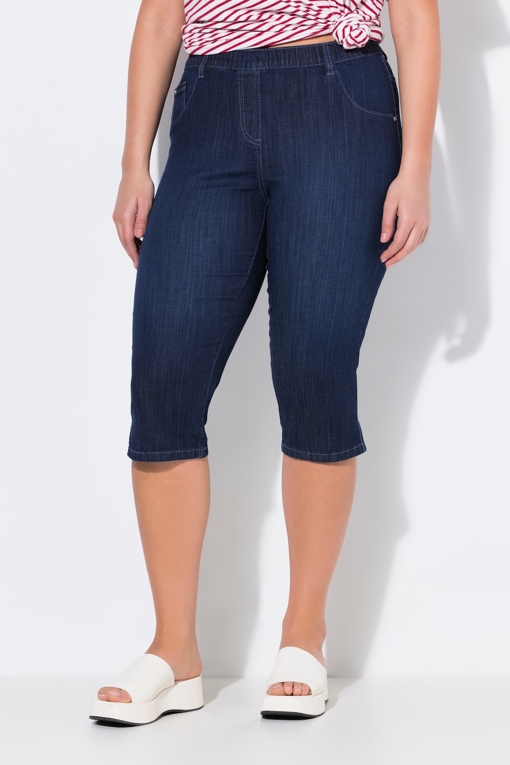 Große Größen Jeans-Capri Sienna, Damen, blau, Größe: 50, Baumwolle, Ulla Popken