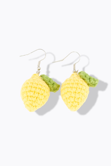 Boucles d'oreilles pendantes, citrons aspect crochet