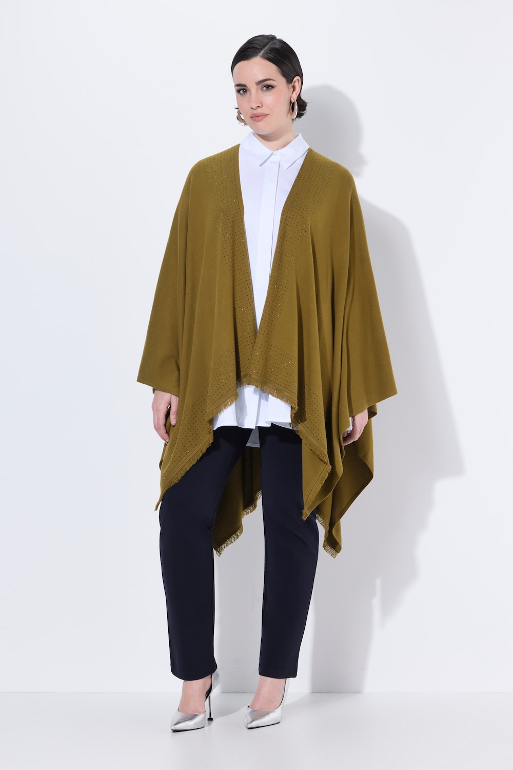 Große Größen Strickponcho, Damen, braun, Größe: 1=42-48, Baumwolle/Polyester/Synthetische Fasern, Ulla Popken