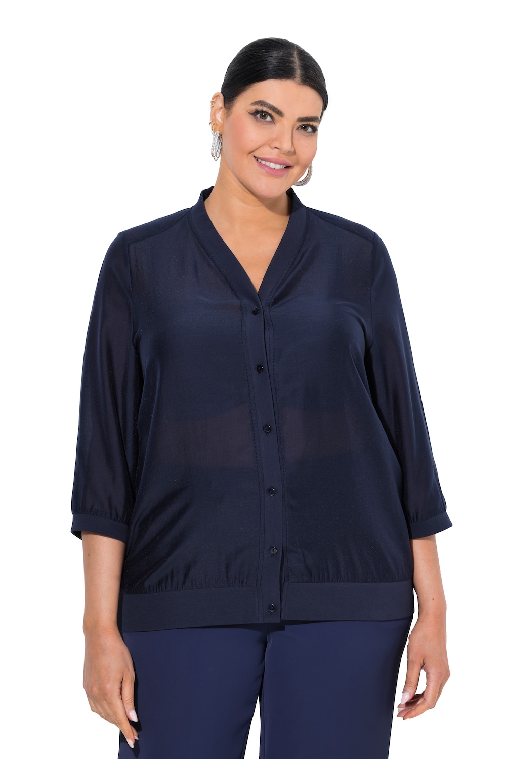 Große Größen Blouson, Damen, blau, Größe: 58/60, Synthetische Fasern/Polyester, Ulla Popken