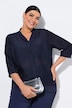Blouson, licht transparant, V-hals, 3/4-mouwen