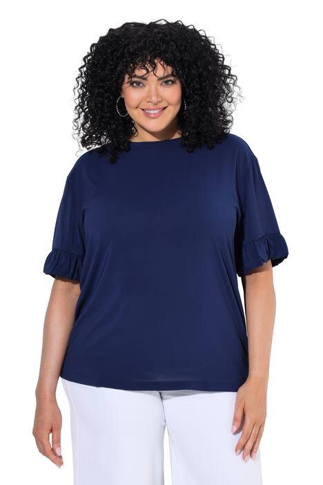 Tričko, mix materiálů, oversize, kulatý výstřih, krátké rukávy