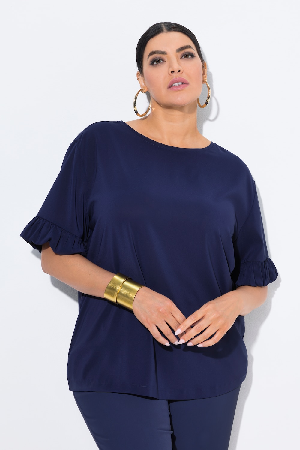 T-Shirt, Materialmix, Oversized, Rundhals, Halbarm