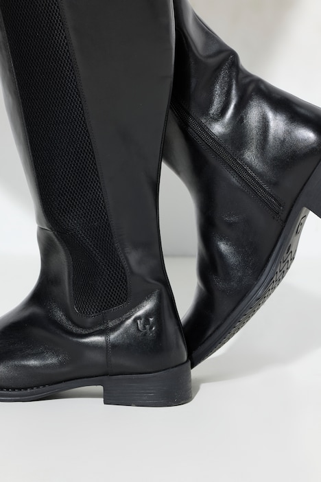 Lederstiefel, XL-Schaft, Stretcheinsatz, Weite H