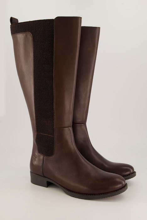 Lederstiefel, XL-Schaft, Stretcheinsatz, Weite H