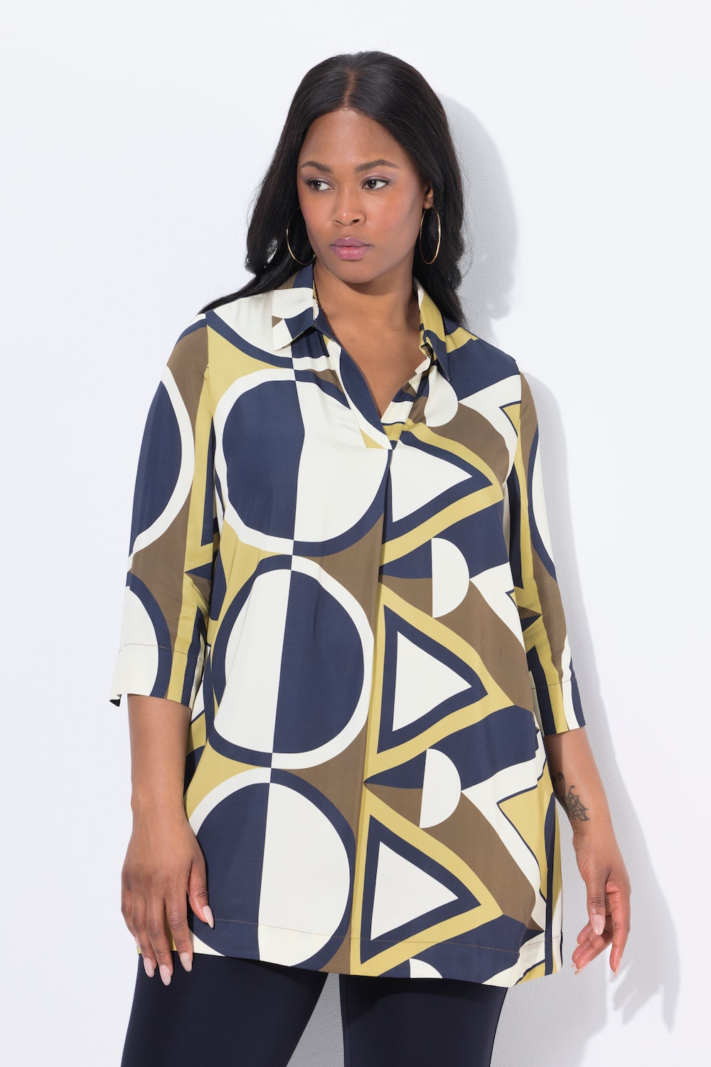 Thumbnail - Große Größen Satin-Tunika, Damen, blau, Größe: 42/44, Viskose, Ulla Popken