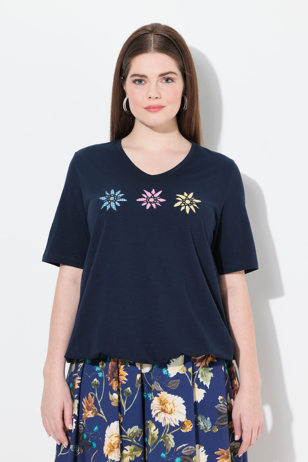 Große Größen T-Shirt, Damen, blau, Größe: 42/44, Baumwolle, Ulla Popken