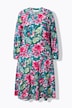 Midi dress, floral pattern, double hem flounce