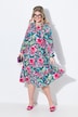 Midi dress, floral pattern, double hem flounce