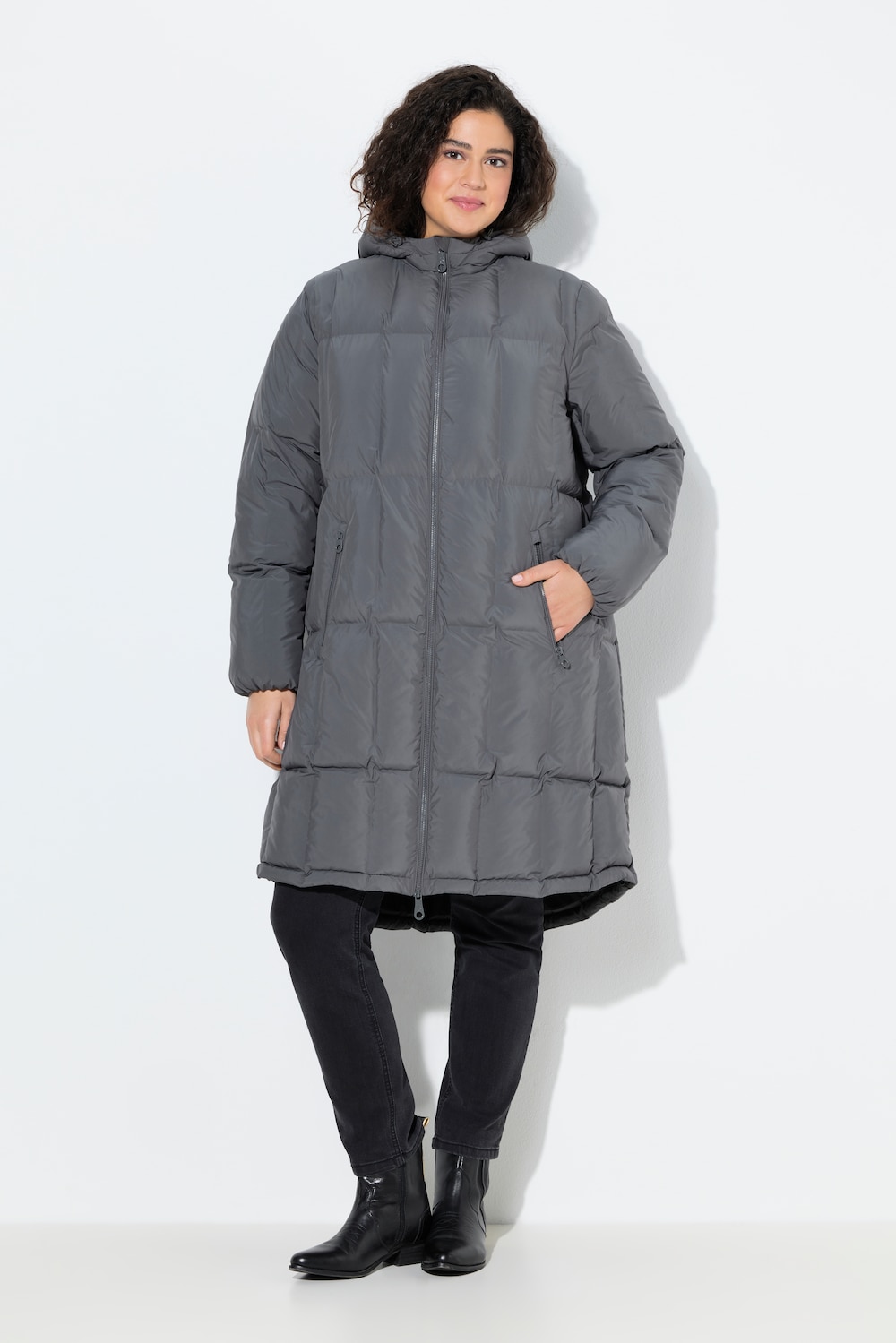 Thumbnail - Große Größen HYPRAR Leichtstepp-Mantel, Damen, grau, Größe: 58/60, Polyester, Ulla Popken