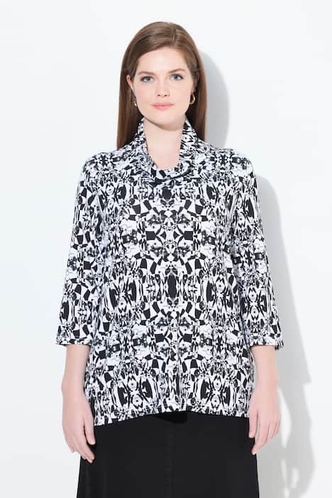 Shirt, katten, classic, watervalkraag, 3/4-arm