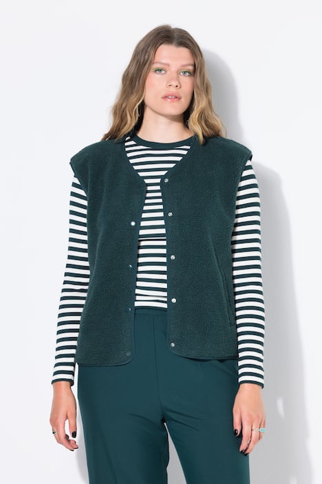 Teddy bodywarmer, cropped, drukknopen