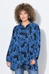Geplooide blouse, opschrift, A-lijn, overhemdkraag, lange mouwen