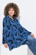 Geplooide blouse, opschrift, A-lijn, overhemdkraag, lange mouwen