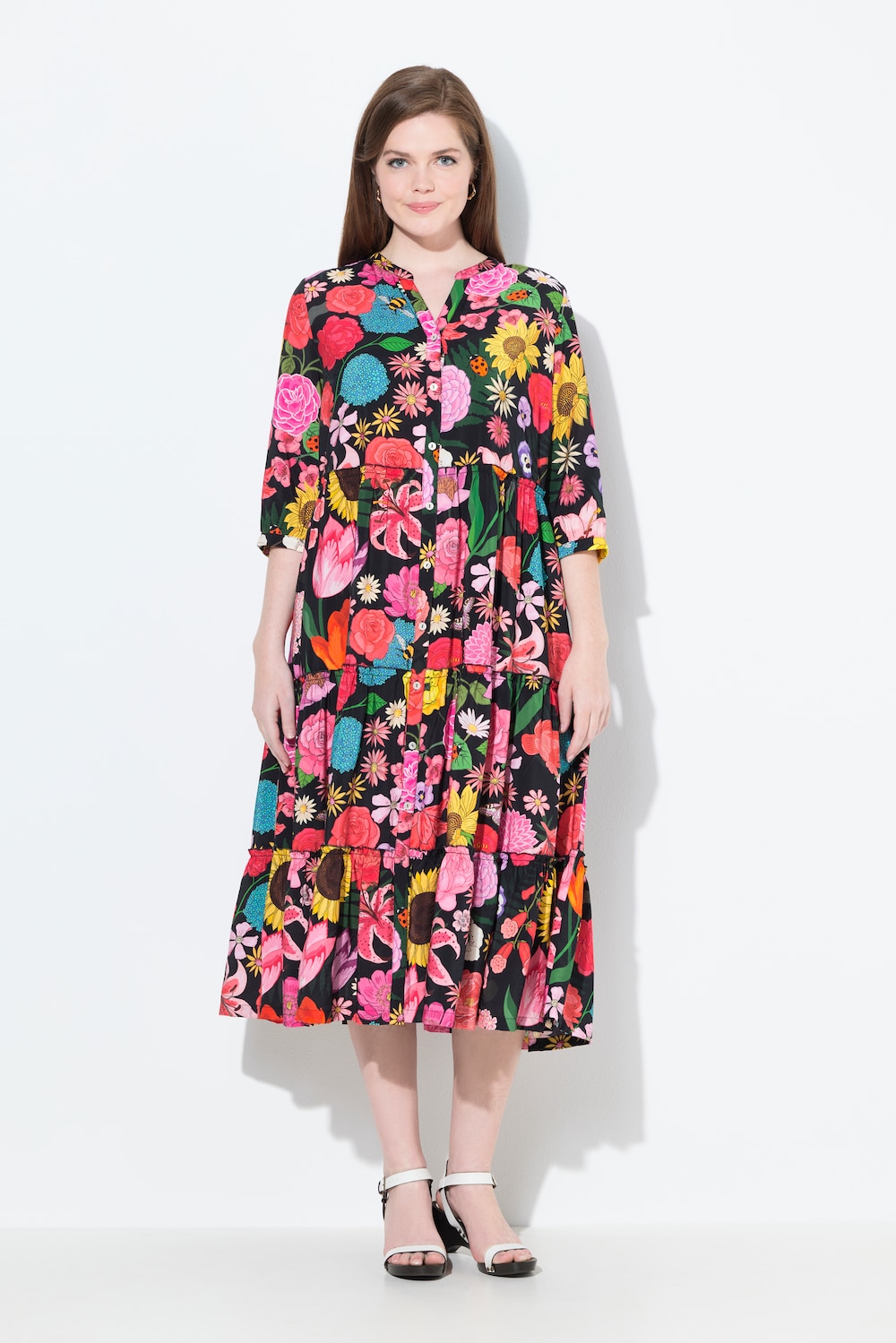 Große Größen Maxikleid, Damen, grün, Größe: 50/52, Viskose/Synthetische Fasern, Ulla Popken