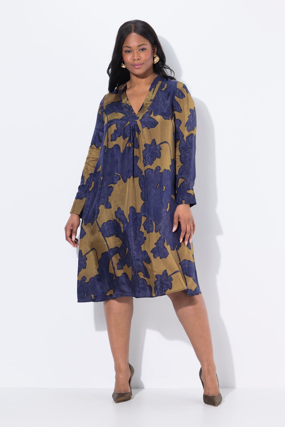 Große Größen Cuprokleid, Damen, blau, Größe: 42/44, Synthetische Fasern/Viskose, Ulla Popken