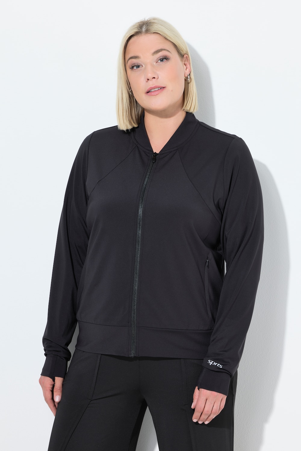 Große Größen Funktions-Sweatjacke, Damen, schwarz, Größe: 42/44, Polyester, Ulla Popken