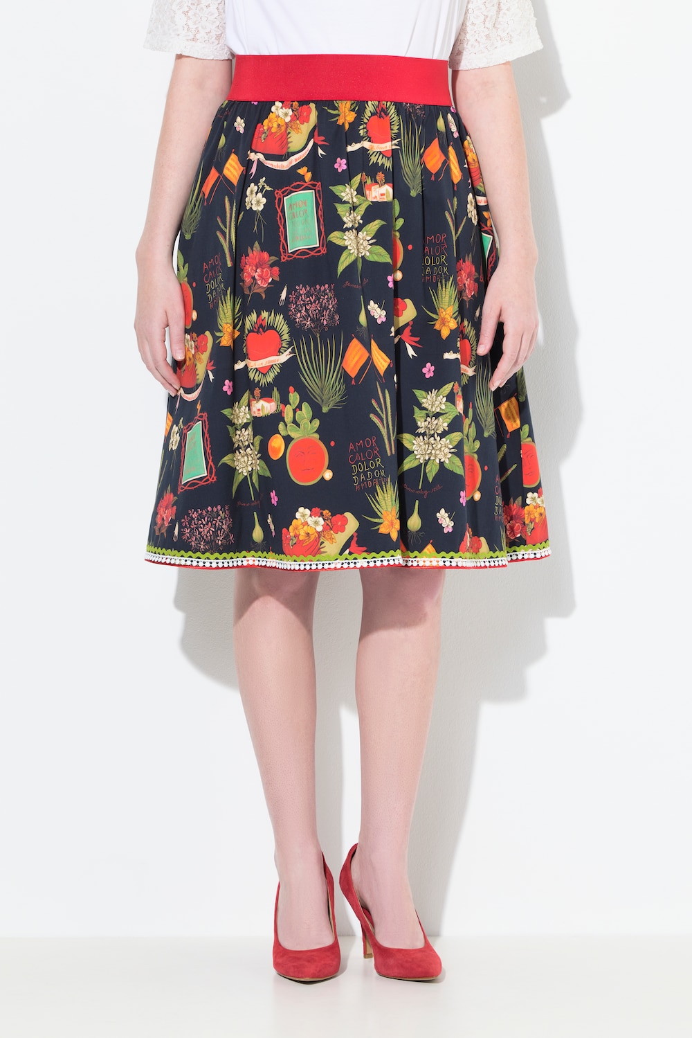 Große Größen Rock, Damen, schwarz, Größe: 54, Baumwolle, Ulla Popken