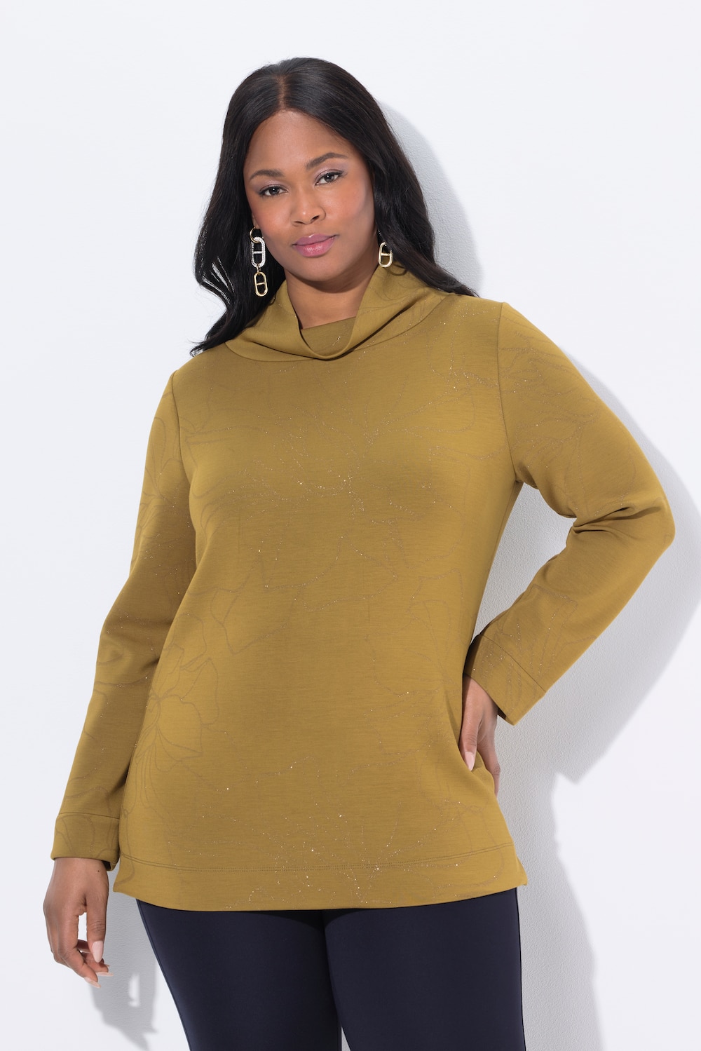 Große Größen Sweatshirt, Damen, braun, Größe: 42/44, Synthetische Fasern/Polyester/Elasthan, Ulla Popken