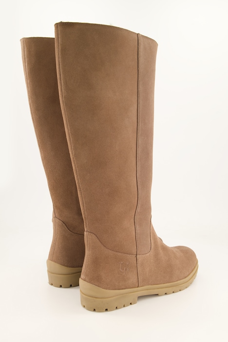 Veloursleder-Stiefel, XL-Schaft, Warmfutter, Weite H