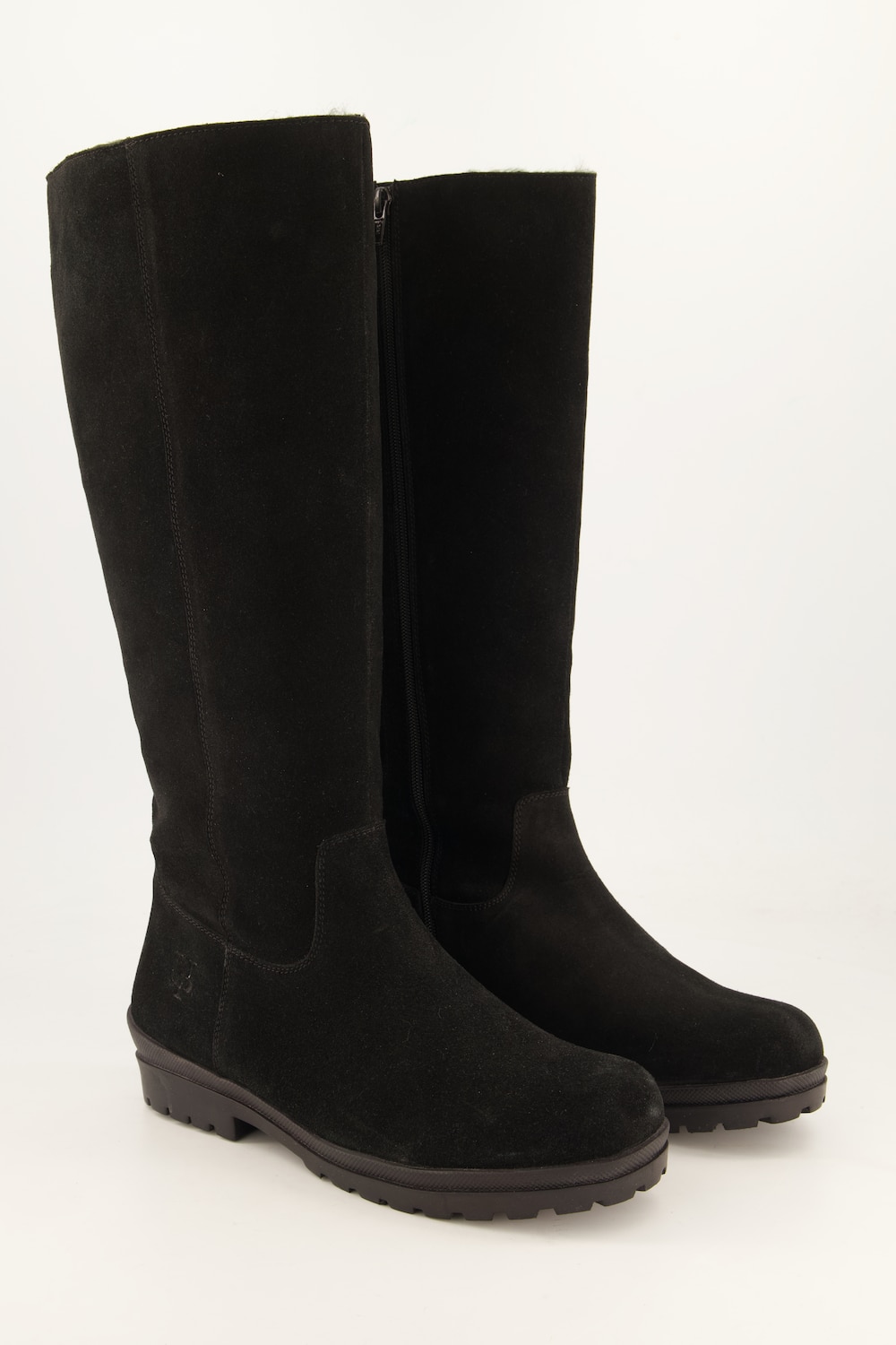 Veloursleder-Stiefel, XXL-Schaft, Warmfutter, Weite H