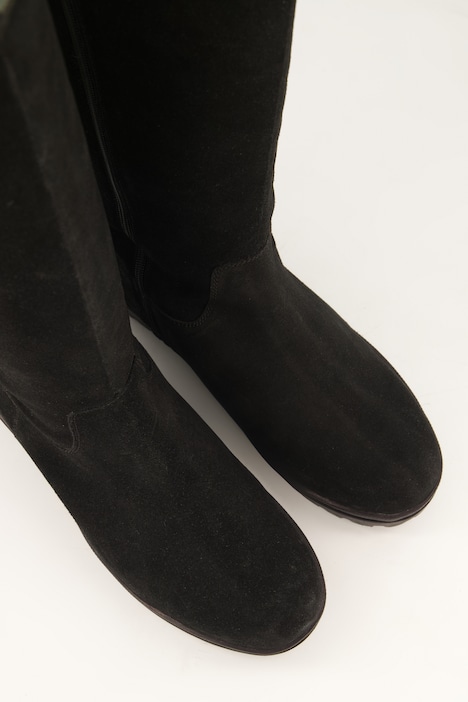 Veloursleder-Stiefel, XXL-Schaft, Warmfutter, Weite H