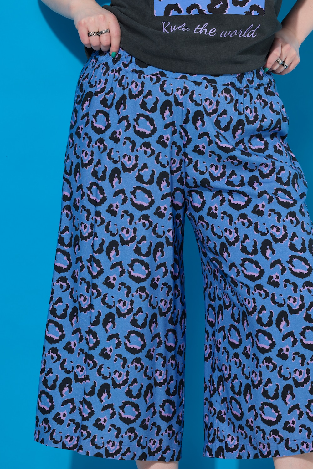 Culotte, Wide Legs, Leoprint, Elastikbund
