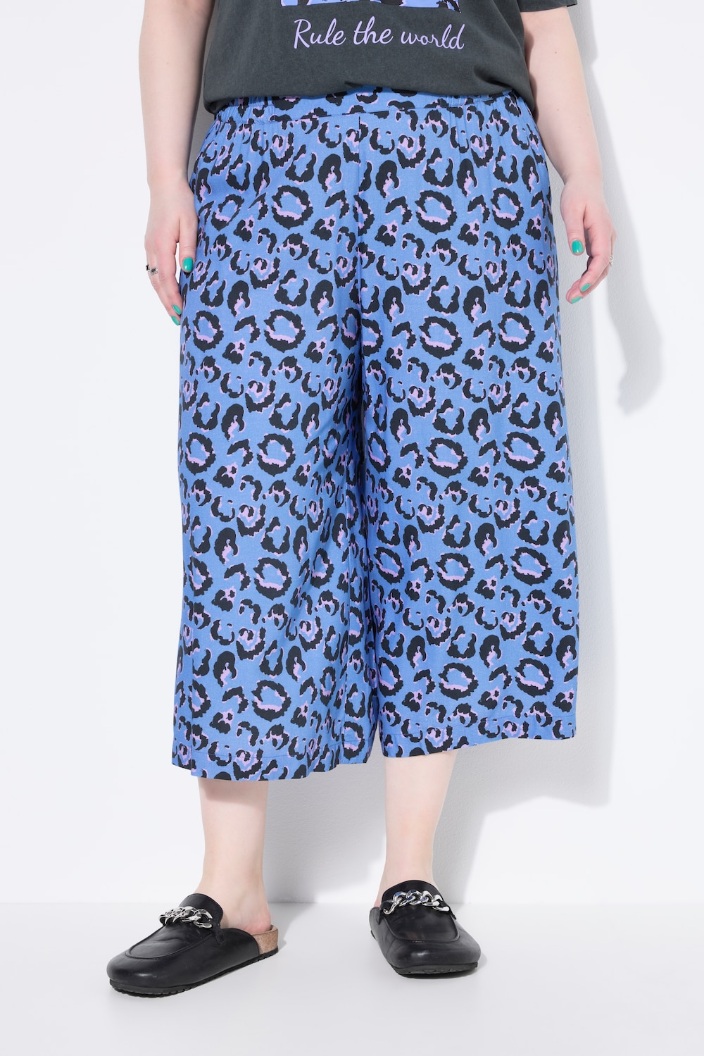 Culotte, Wide Legs, Leoprint, Elastikbund