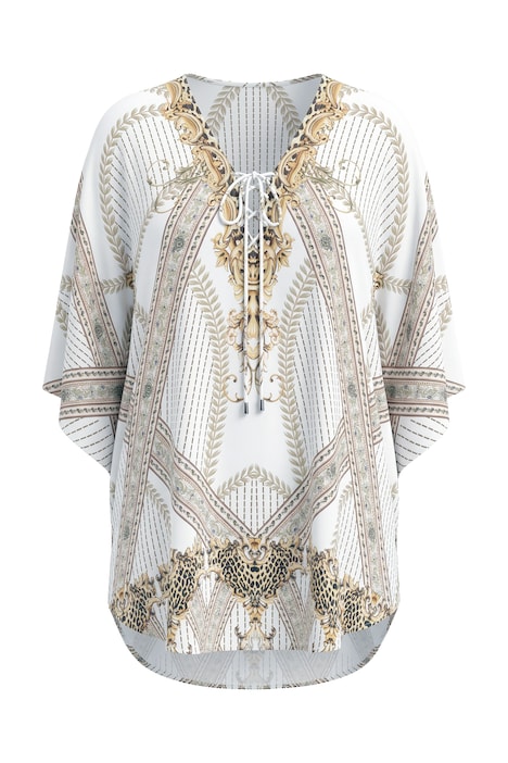 Halenkový kaftan, volný střih, plošný vzor