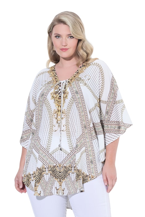 Halenkový kaftan, volný střih, plošný vzor