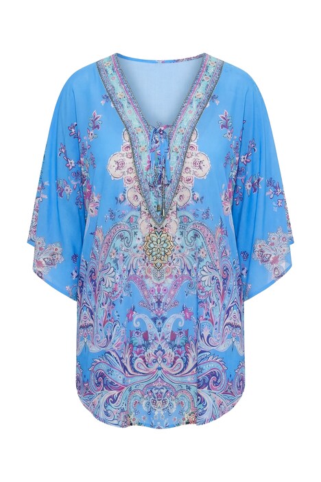 Halenkový kaftan, volný střih, plošný vzor