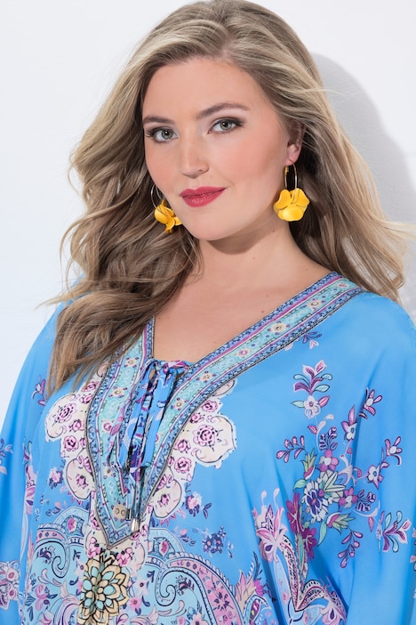 Blusekaftan, løs passform, heldekkende mønster