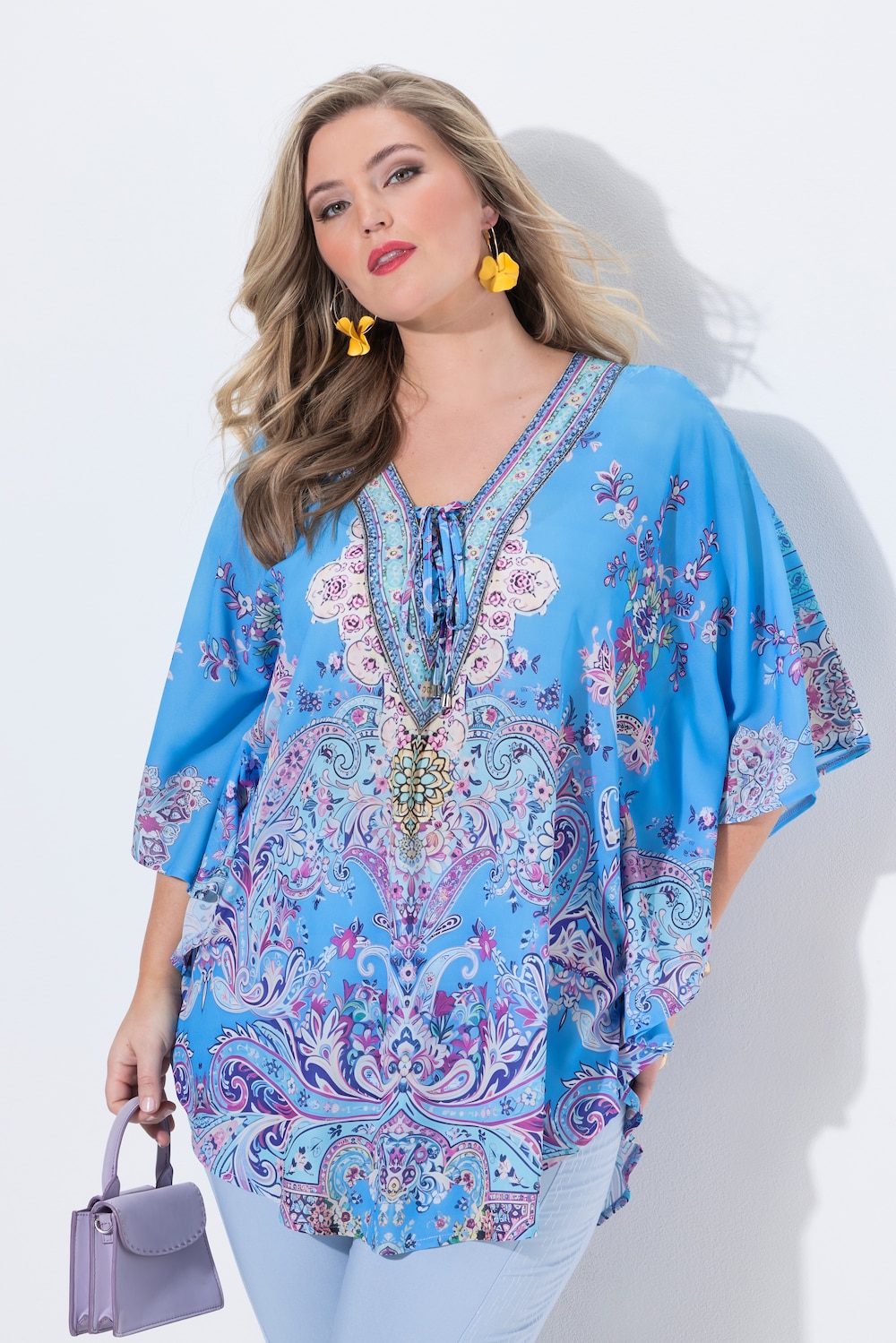 Blusenkaftan, Loose Fit, Allovermuster