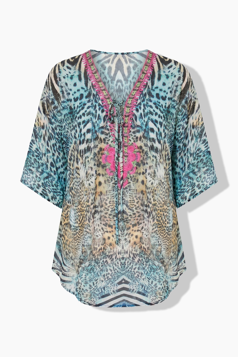 Blusenkaftan, Loose Fit, Allovermuster