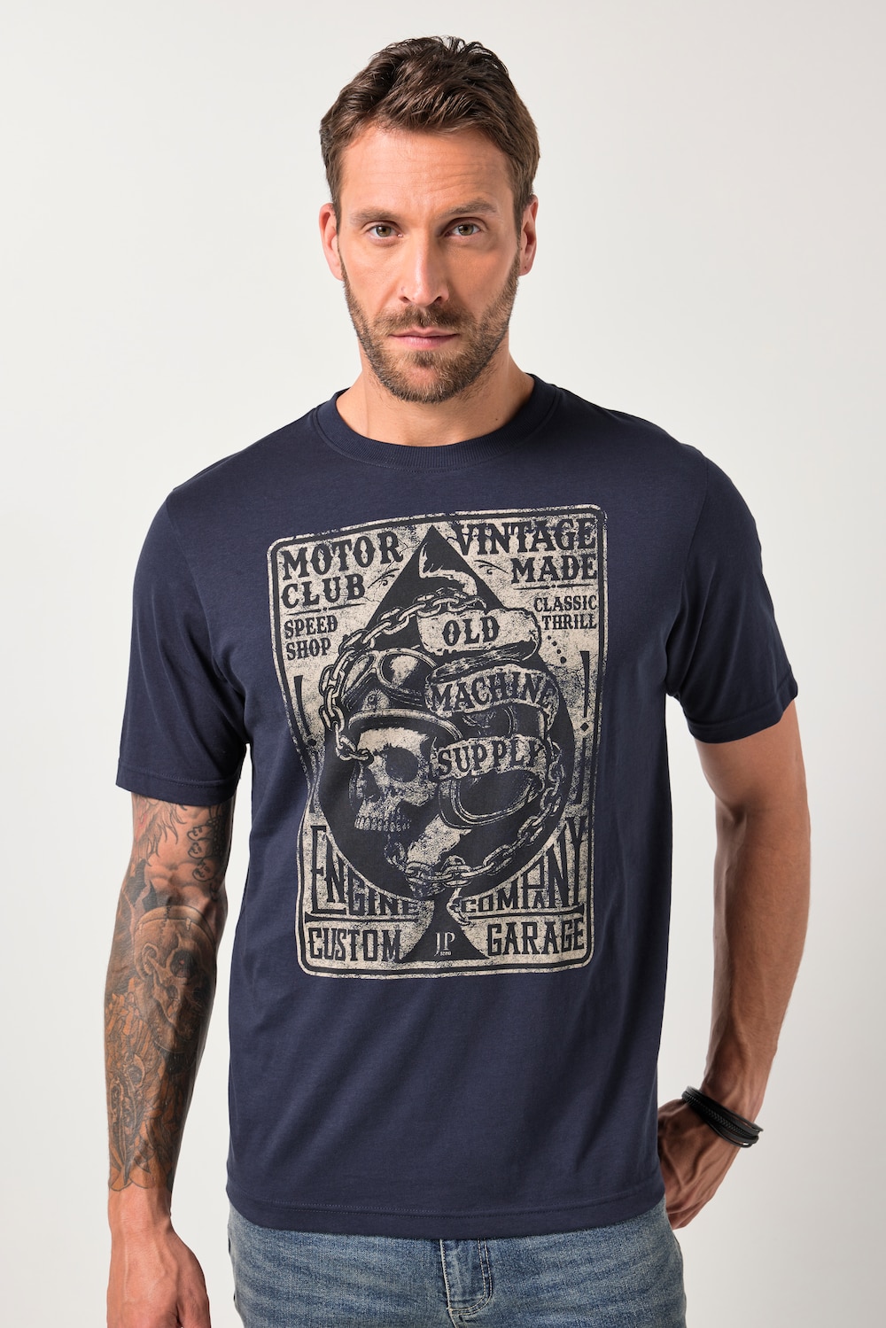 JP1880 T-Shirt, Halbarm, Brustprint, bis 8 XL