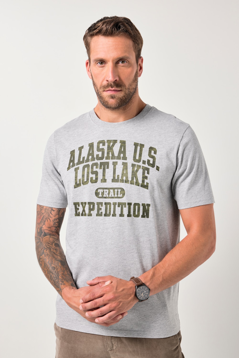 JP1880 T-Shirt, Halbarm, Brustprint, bis 8 XL