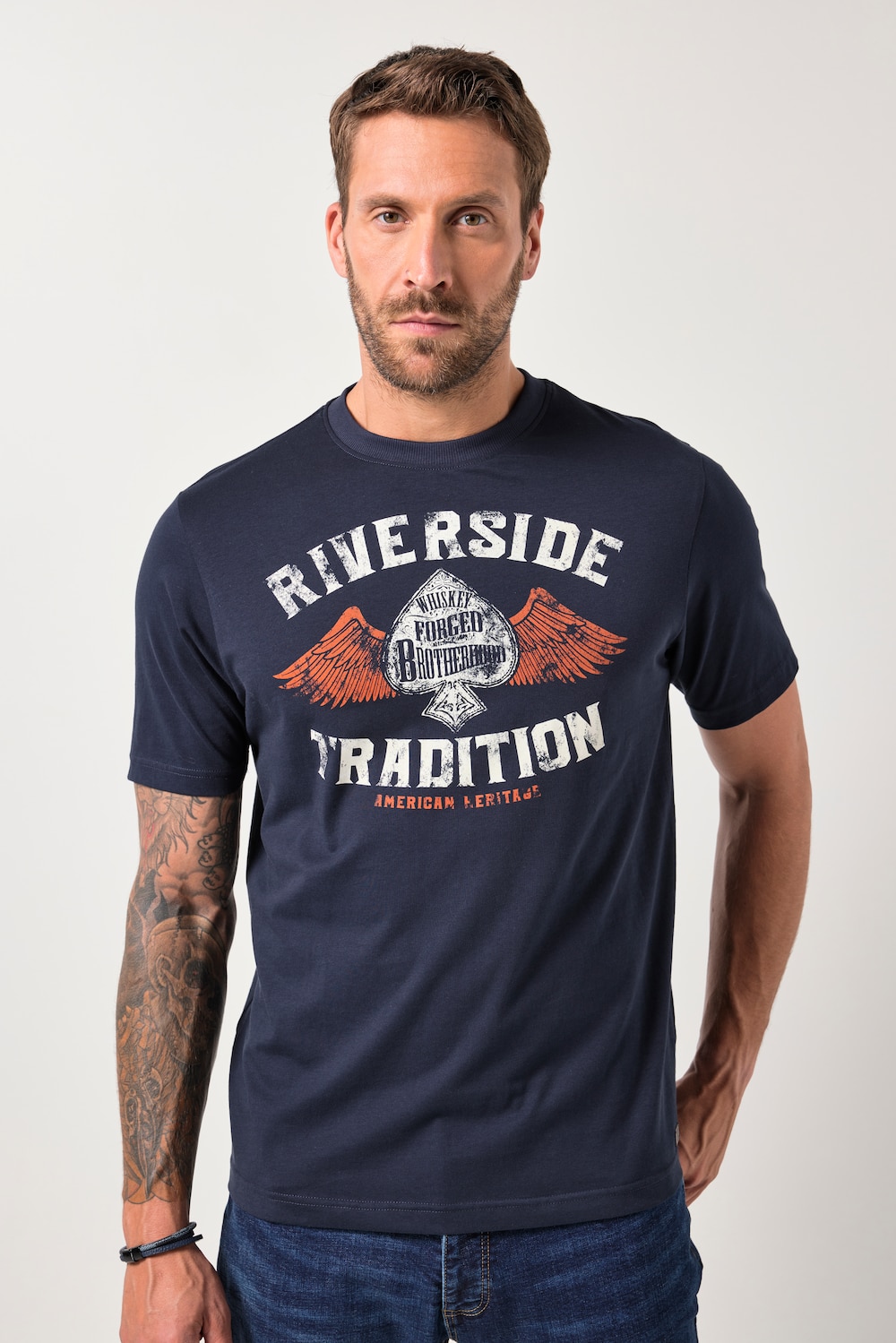 JP1880 T-Shirt, Halbarm, Brustprint, bis 8 XL