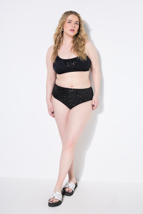 Bas de bikini, taille haute et paillettes