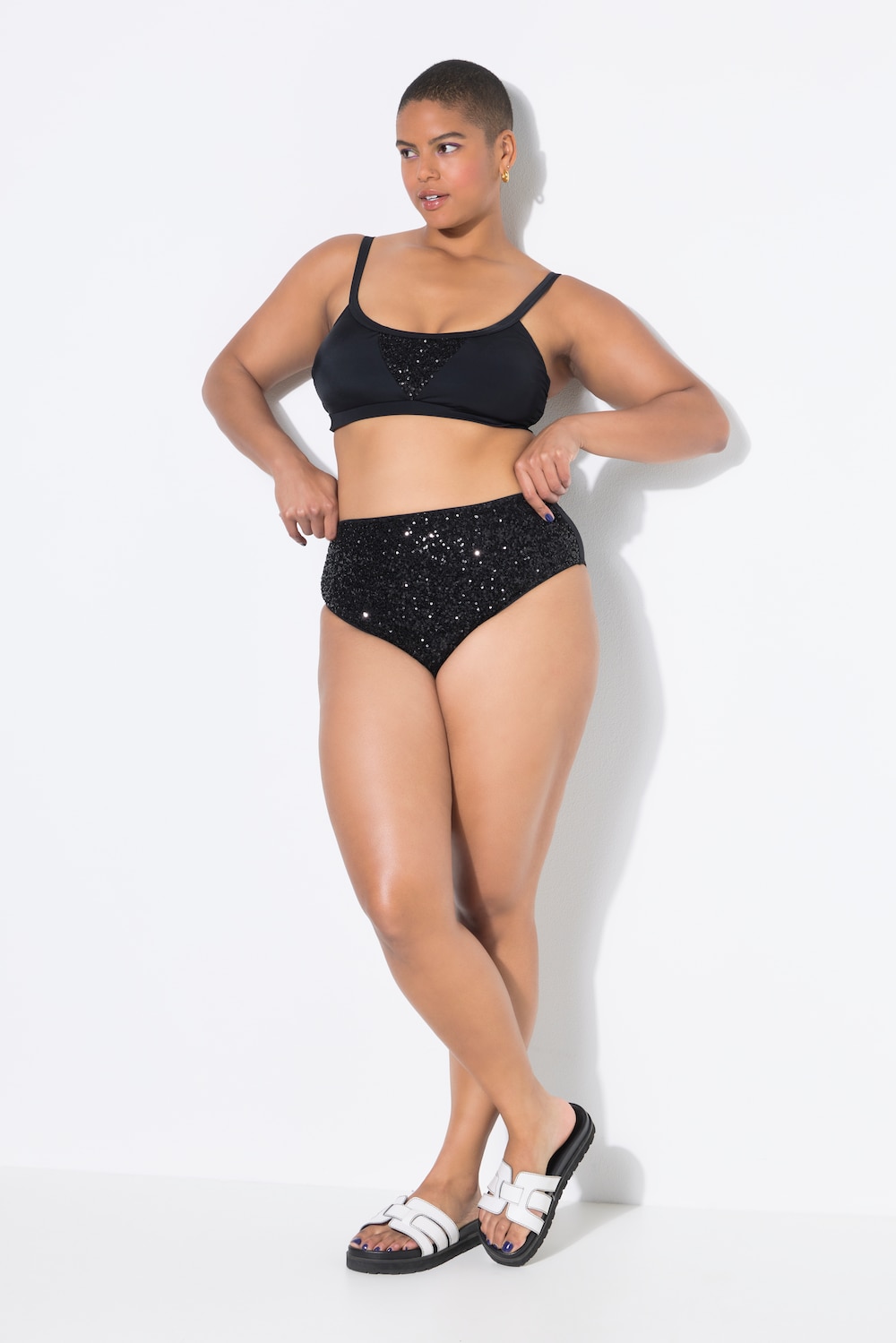 Große Größen Bikini-Slip, Damen, schwarz, Größe: 48, Polyester/Synthetische Fasern/Elasthan, Studio Untold