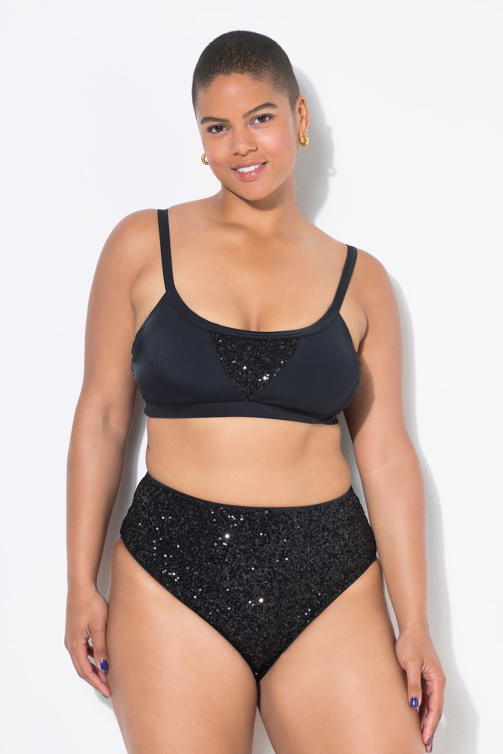 Große Größen Bikini-Top, Damen, schwarz, Größe: 50, Polyester/Synthetische Fasern/Elasthan, Studio Untold