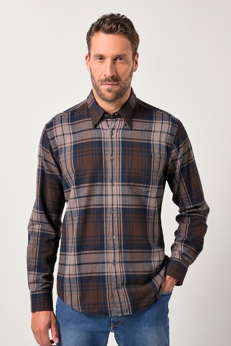 JP1880 Karo-Flanellhemd, Langarm, verdeckter Buttondown-Kragen, Modern Fit, bis 8 XL