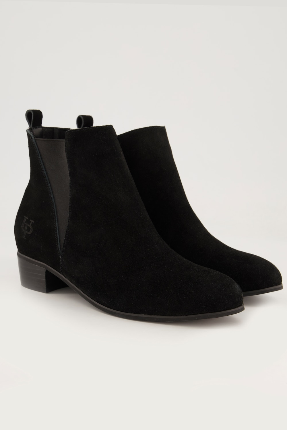 Leder-Stiefeletten, Veloursleder, Elastikeinsatz, Weite H