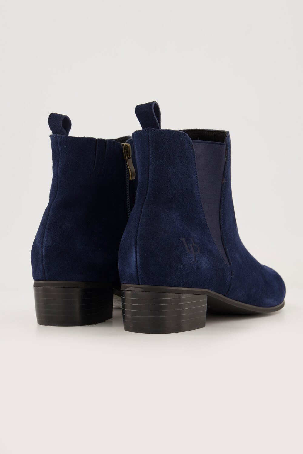 Stora storlekar Ankelboots i skinn, Dam, blå, storlek: 40, Läder/Annat, Ulla Popken