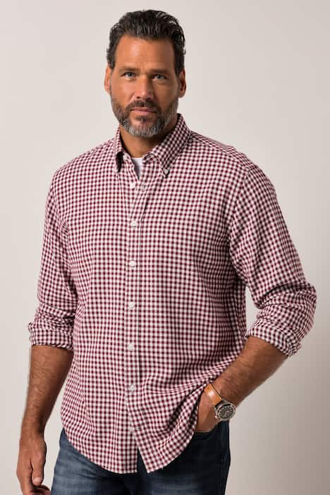 JP1880 Karo-Flanellhemd, Langarm, Buttondown-Kragen, Modern Fit, bis 8 XL