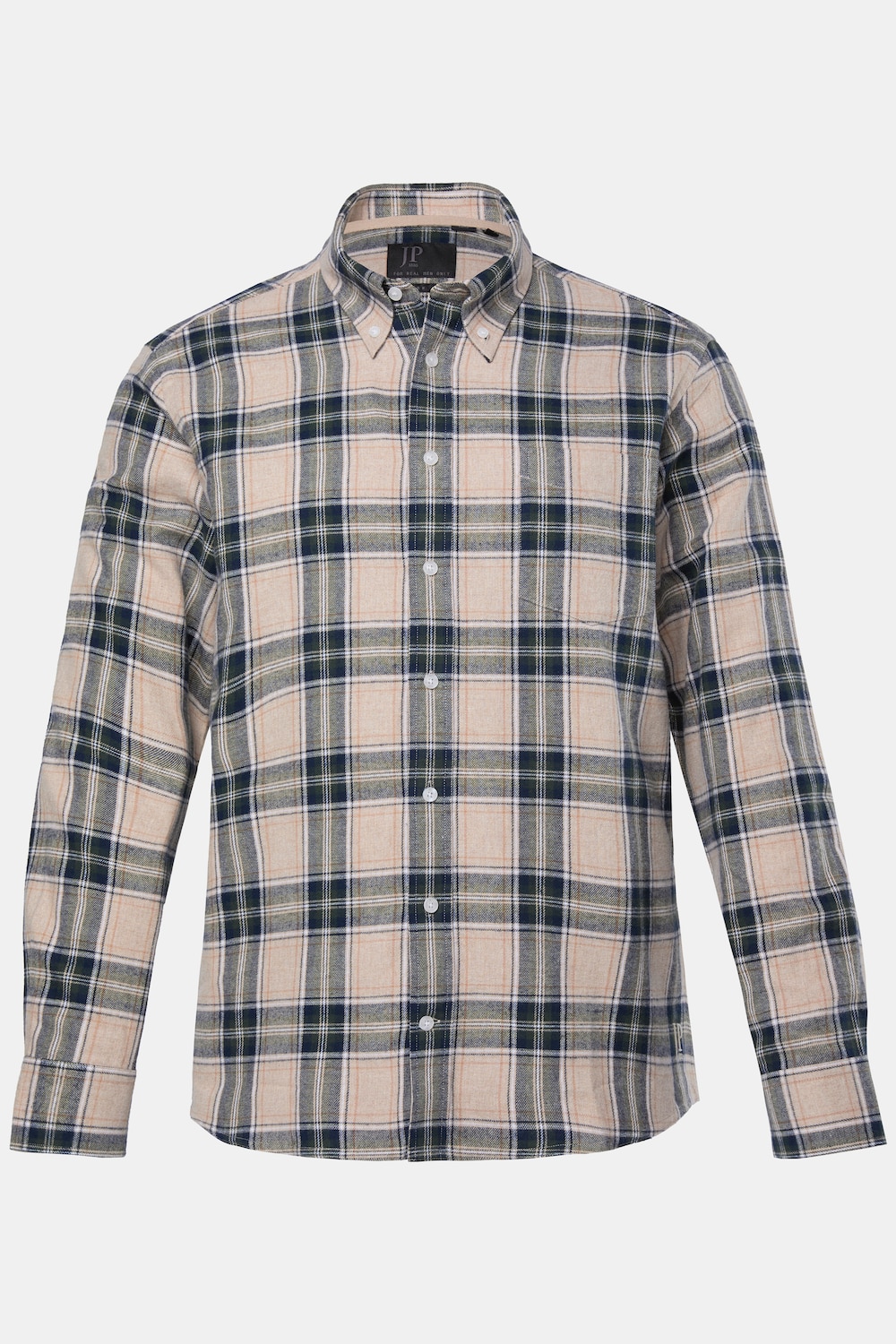 JP1880 geruit flanellen overhemd, lange mouwen, buttondown-kraag, Modern-Fit, tot 8XL