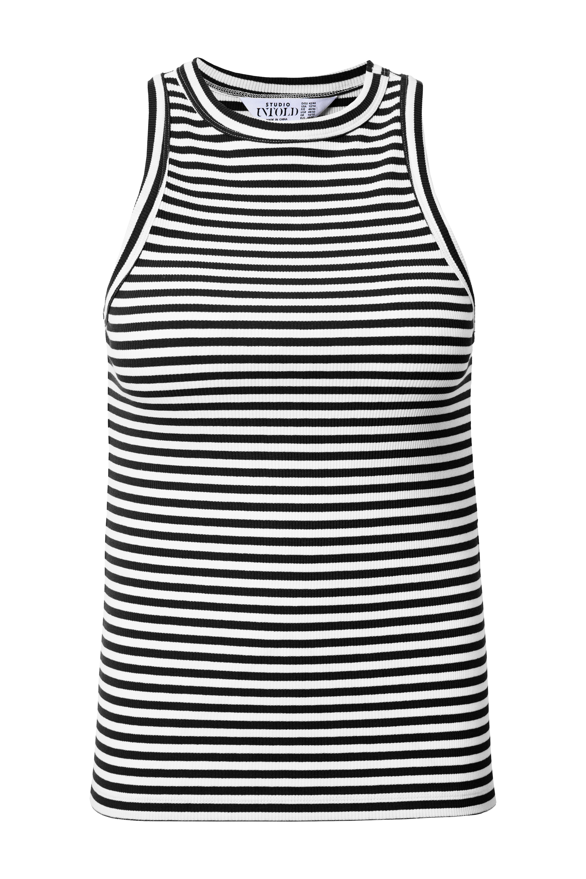 Studio Untold Damen große Größen Tanktop Slim Shape Rippjersey Ringel 841258