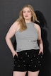 Camiseta sin mangas, forma estrecha, jersey acanalado, rayas horizontales