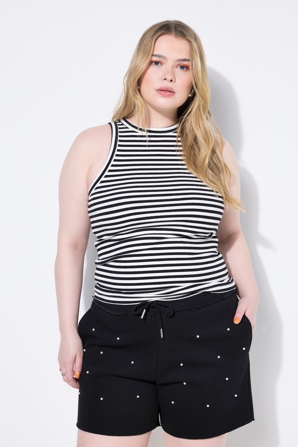 Tanktop, Slim Shape, Rippjersey, Ringel
