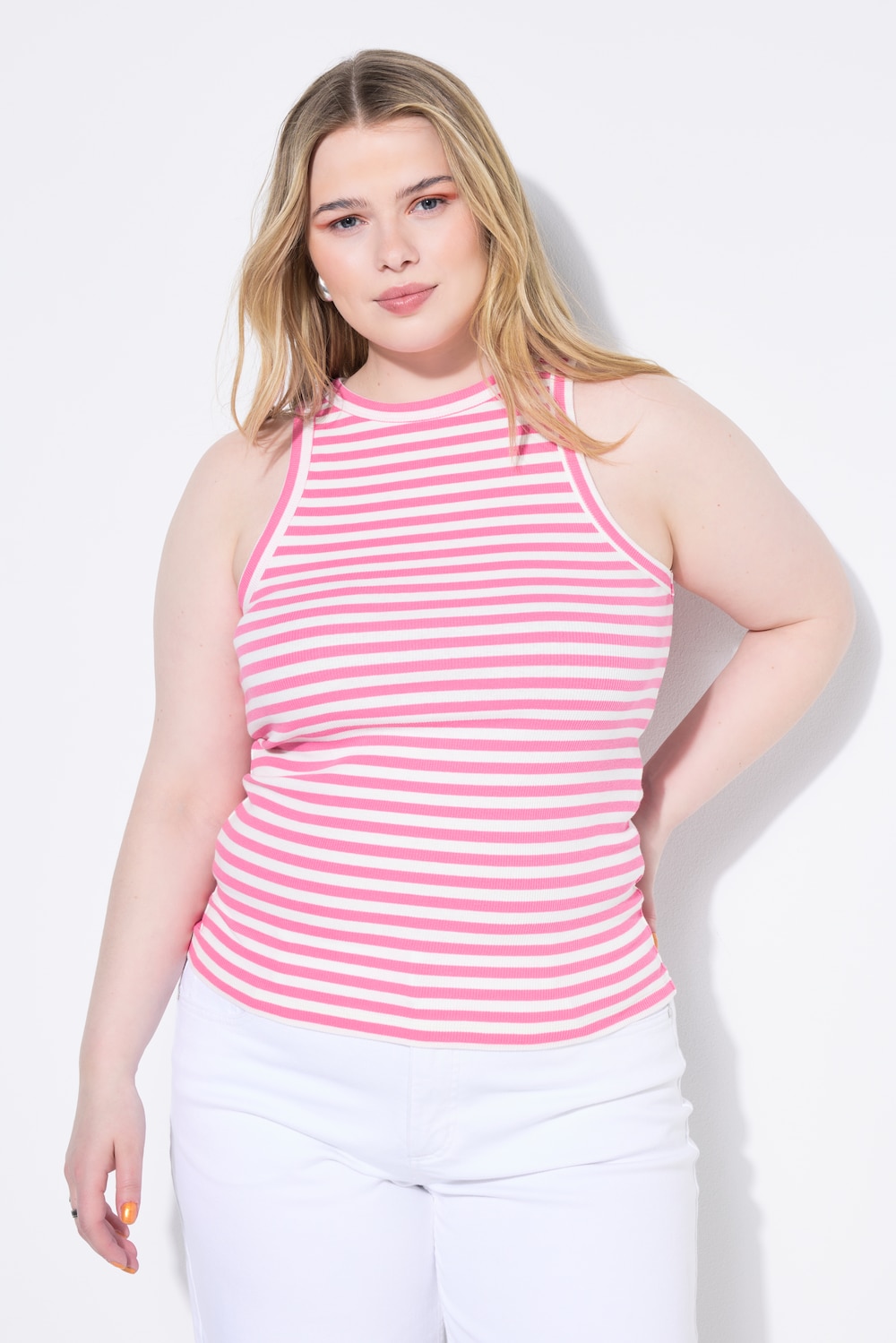 Tanktop, Slim Shape, Rippjersey, Ringel